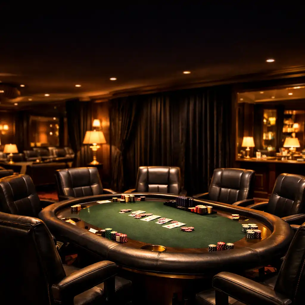 Elegancka sala eventowa z profesjonalnym stołem pokerowym w luksusowym hotelu
