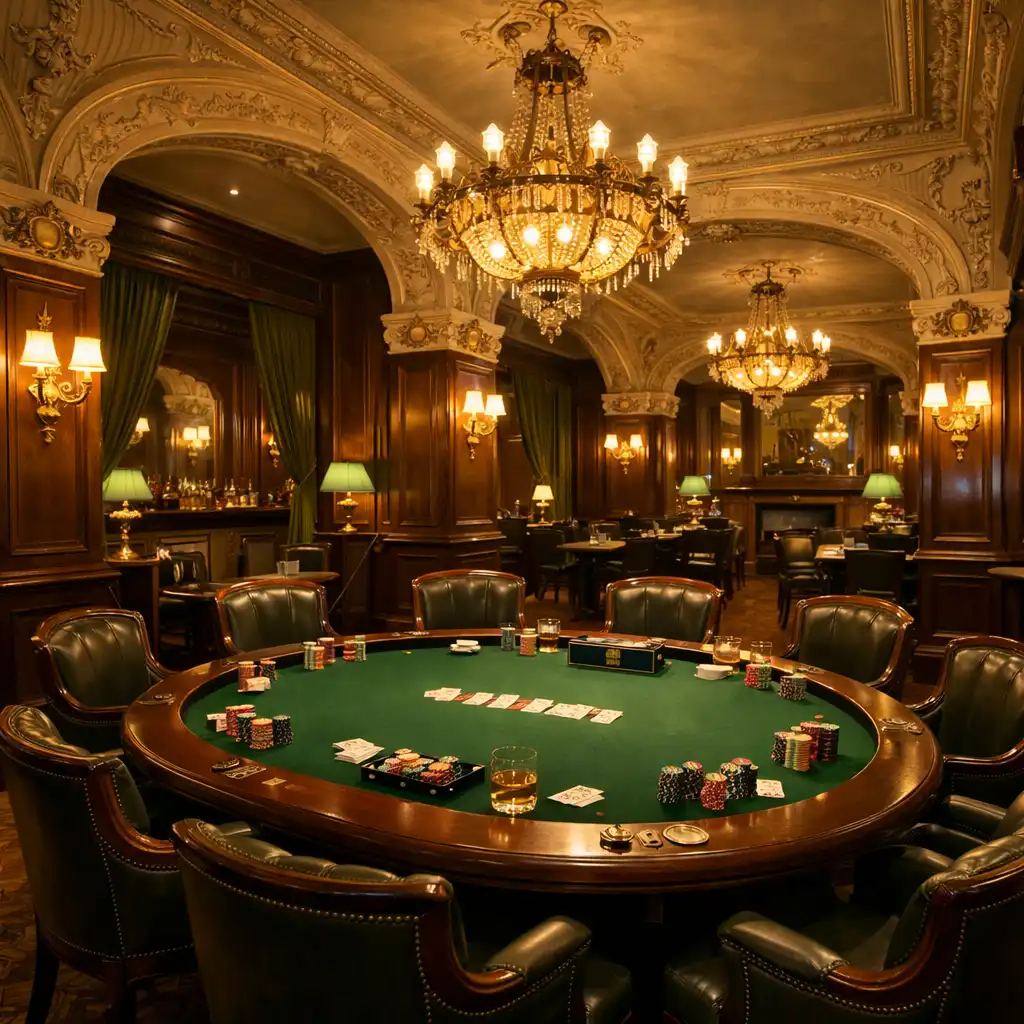 Secesyjna sala w poznańskim hotelu zaadaptowana na wieczór pokerowy